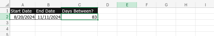 Screenshot of Excel spreadsheet with desired result