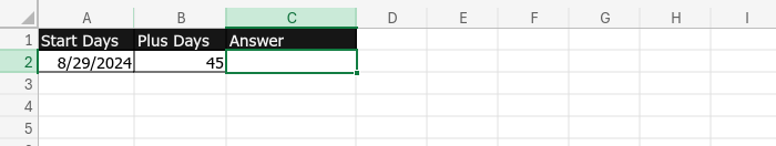 Screenshot of date addition calculation