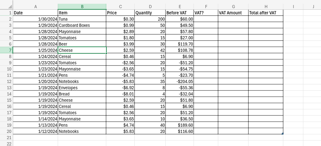 Screenshot showing sales for month of January 2024